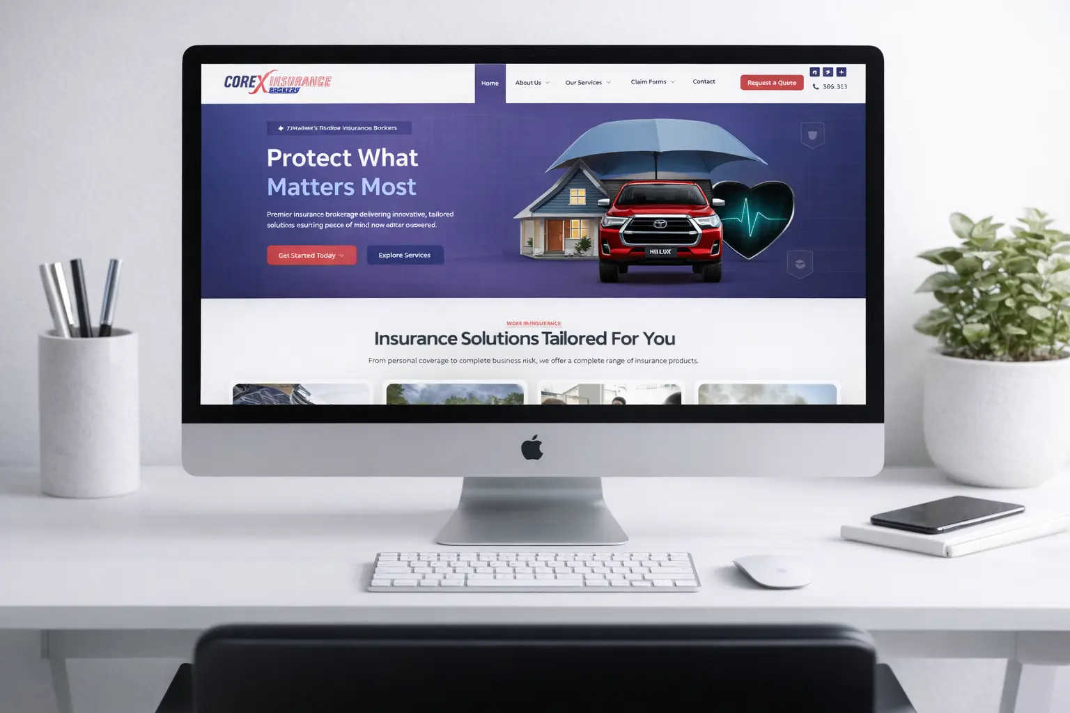 Corex Insurance website showcase - Insurance services and coverage platform